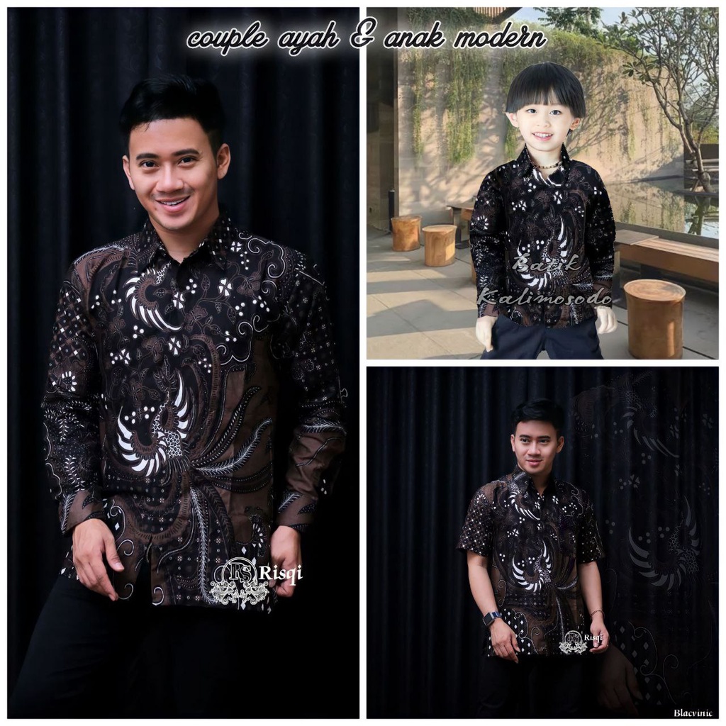 TERBARU Couple sweet/couple batik ayah dan anak cowok BATIK HITAM