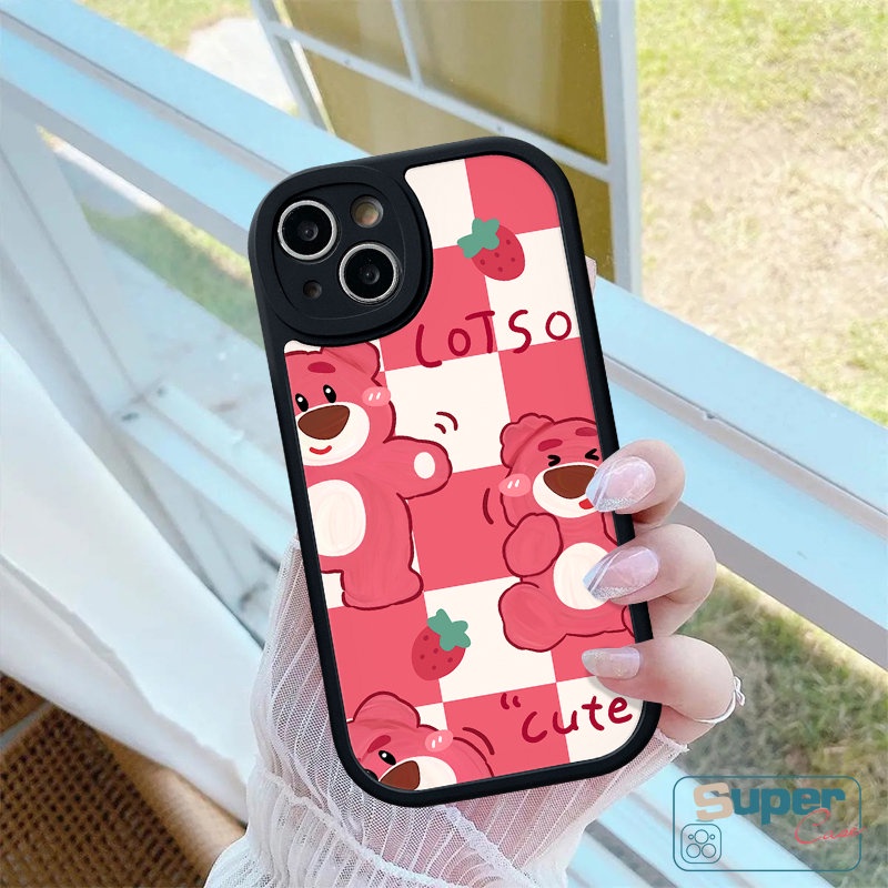 Casing Manyo Lucu Untuk Redmi 12C A1 10A 9C 9A 10C 9 10 9T Note 10s 11 9 10 9Pro 9s 11Pro+11s 8 10Pro Mi 12 11T POCO M3 F4 X3 NFC Pro Kartun Kisi Strawberry Bear Soft Tpu Sarung