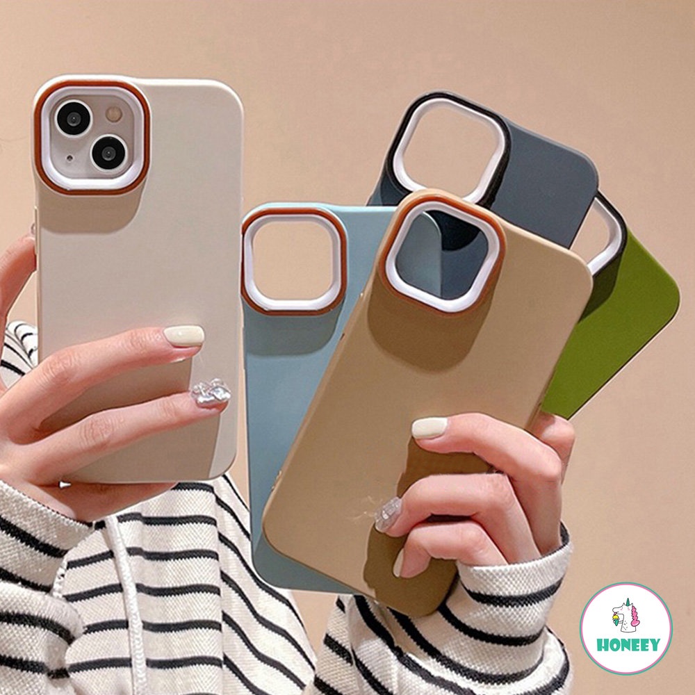 Korea INS Sederhana Warna Solid Ponsel Case Untuk iPhone 14 Pro Max13 12 11 Pro Max XR 7 8 Plus Bungkus Penuh Anti-Drop Lensa Yang Dapat Dilepas Lembut Penutup Belakang