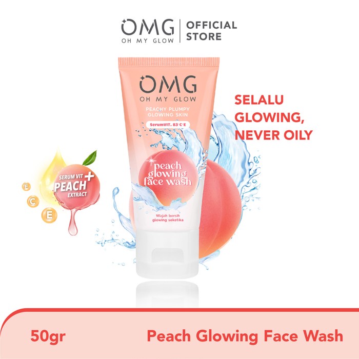 OMG Oh My Glow Peach Glowing Face Wash 50 gr - Sabun Pembersih Wajah