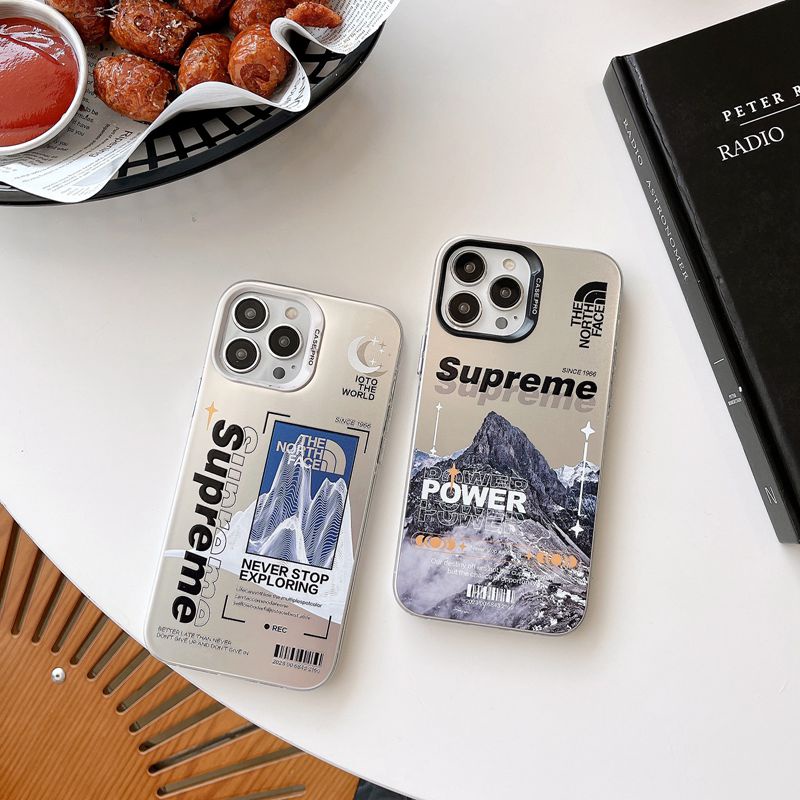 Fashion Silver Supreme Soft Case HP iP iPhone 14 13 12 Pro Max 11 Matte FTD Casing Apple