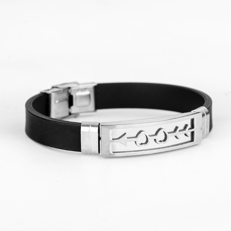 Z H Perhiasan Vintage Hip Hop Rock Stainless Steel Cinta Gelang Silikon Untuk Pria Dan Wanita Fashion Pasangan Gelang Hip Hop Pesta Perhiasan Aksesoris