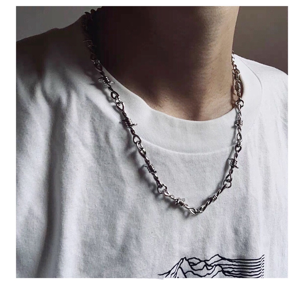 Kawat Kecil Brambles Unisex Choker Untuk Pria Hip-hop Gothic Punk Kawat Duri Kecil Rantai Kalung Perhiasan Hadiah