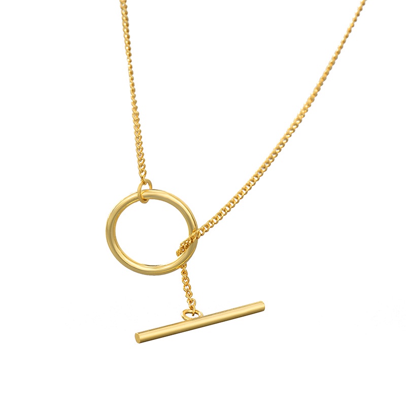 [In Stock] S925 sterling silver Kalung 18k Emas 1.5mm Rantai Samping Fashion Desain Canggih OT Gesper Rantai Wanita