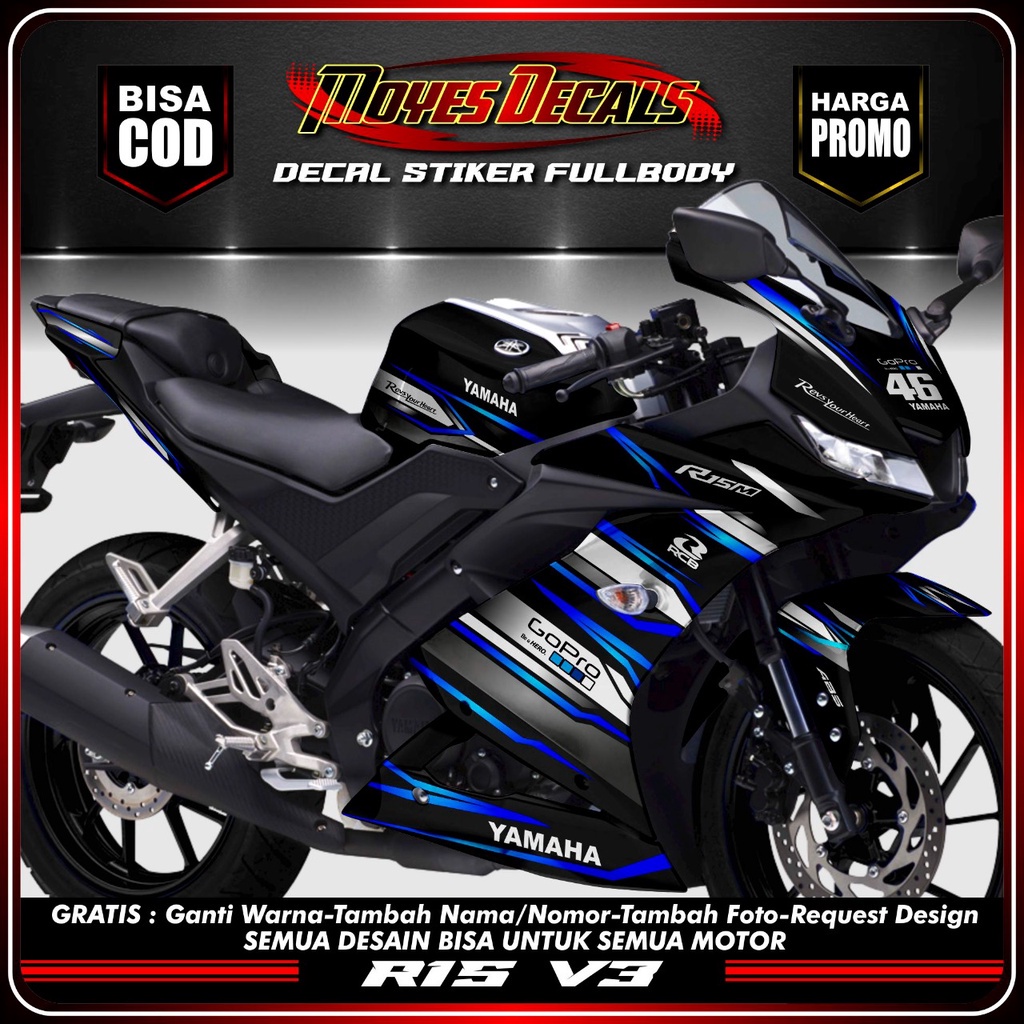 Decal R15 V3 Fullbody // Decal Motor R15 V3 Custom // Decal Yamaha R15 V3 Variasi