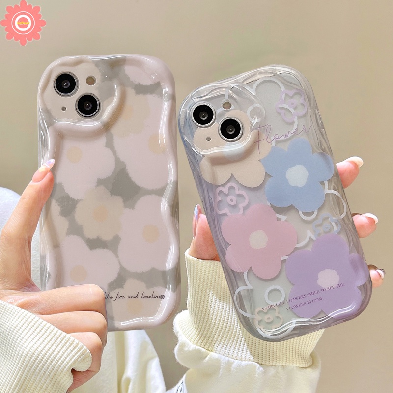 Case Bunga Segar Warna-Warni Untuk Redmi Note10 11 8 9 11s 10S 10Pro Max Redmi 10 A1 10C 9A 9 9T A2 10A 9C NFC POCO M3 3D Wavy Curved Edge Glossy Lembut Shockproof Cover