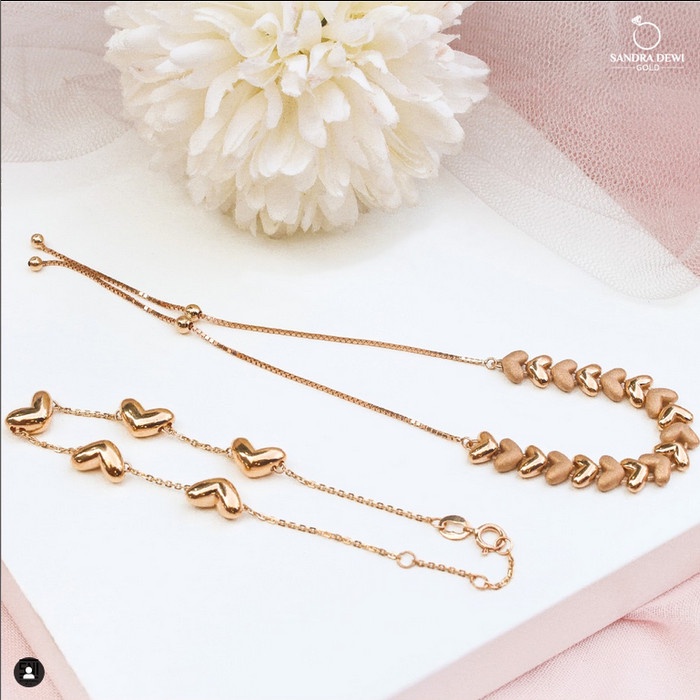 GELANG EMAS GOLDEN LOVE SERIES HATI SANDRA DEWI GOLD - model 2: 6.5gr