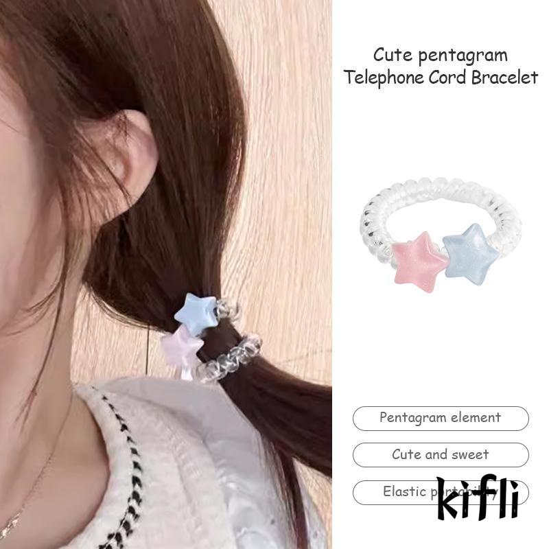 [KD] Gelang Pentagram Lucu Telepon Kawat Karet Gelang Gadis Lucu Kepala Tali