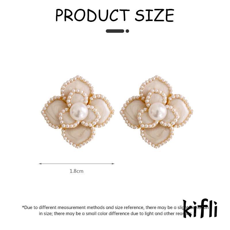 [KD] Anting Vintage Gaya Perancis Mutiara Anting Bunga Camelia Anting Elegan Ringan Mewah