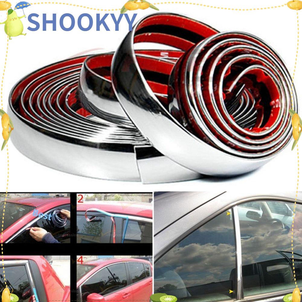 Chookyy Protector Trim Tape Dekorasi Pintu Mobil Eksterior Interior Plat Chrome Terang