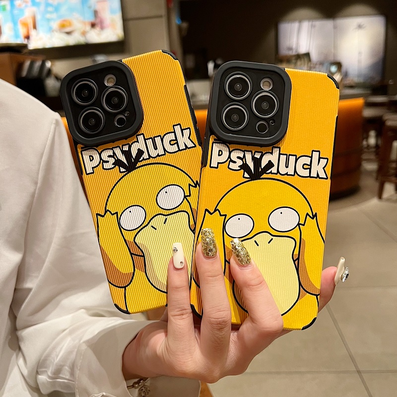 IPHONE Psyduck Kartun Untuk Iphone14 13 12 11 Pro Max X XR XS Max7 8 Plus Soft case Pelindung Kulit Tekstur Vertikal