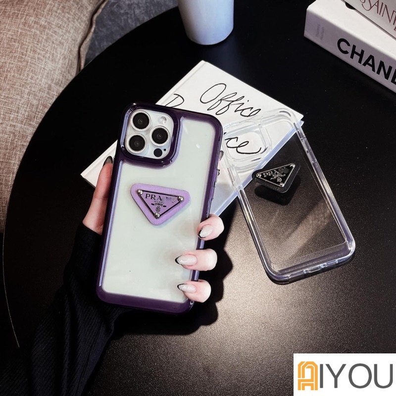 3D PRADAa (2 Gen) Hard Case Silikon Transparan Untuk compatible for Iphone 14  13 12 11 Pro Max Xs Max Xr X 7 + 8 Plus