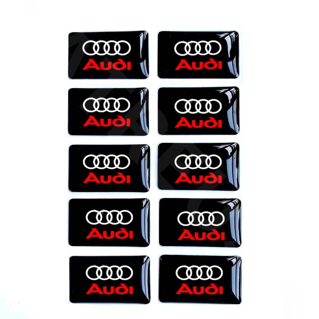 10pcs 3D Stiker Mobil Setir Pintu Jendela Saklar Tombol Lencana Dekorasi Aksesoris Mobil Untuk Audi A3 8l A1 Q5 TT mk2 A5 A4 B7 B8 B5 A6 C7 C6 Q7 Q3 Q2 E-tron