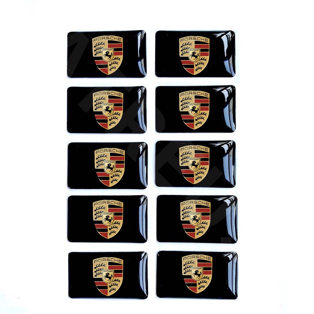 10pcs 3D Stiker Mobil Setir Pintu Jendela Saklar Tombol Lencana Dekorasi Aksesoris Mobil Untuk Porsche Rawit 911 718 Macan Panamera Taycan