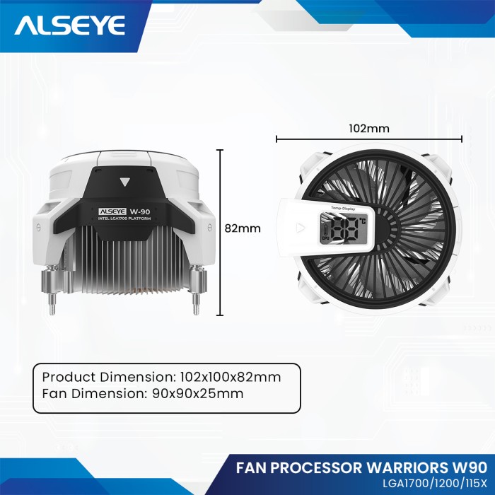 Fan Processor Alseye W-90 Digital Temperature White SYNC INTEL