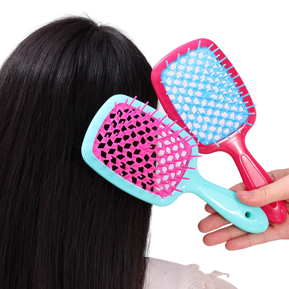 [Unggulan] 1pc Mesh Sisir Berlubang Plastik Gigi Lebar Sisir Cepat Kering Sikat Rambut Mengembangkan Udara Bantal Sisir Pijat Kulit Kepala Sisir Wanita Perempuan Alat Styling Hairdressing Salon Supply