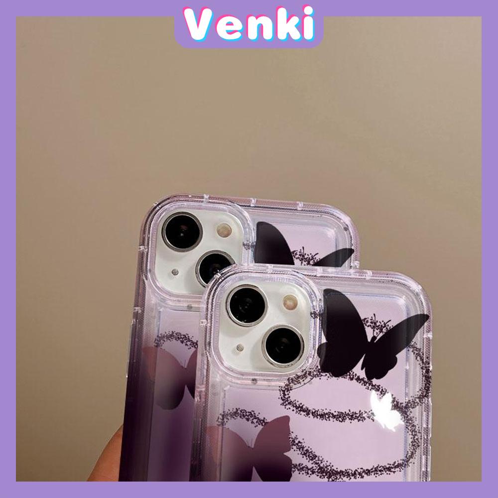 VENKI - For iPhone 11 Case Clear Phone Case TPU Soft Case Airbag Shockproof Protection Camera Cool Gradient Butterfly Compatible with iPhone 14 13 Pro Max iPhone 12 Pro Max XR XS 7