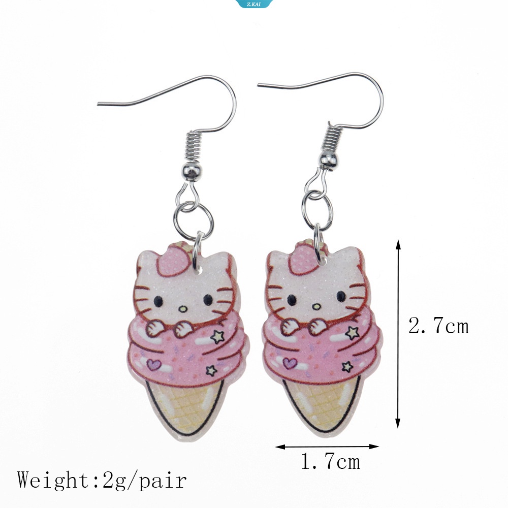 Hewan Kartun Lucu Gaya Kartun Acrylic Drop Epoxy Earrings Hewan Yang Indah Piggy HelloKitty Perhiasan Anting Resin [ZK]