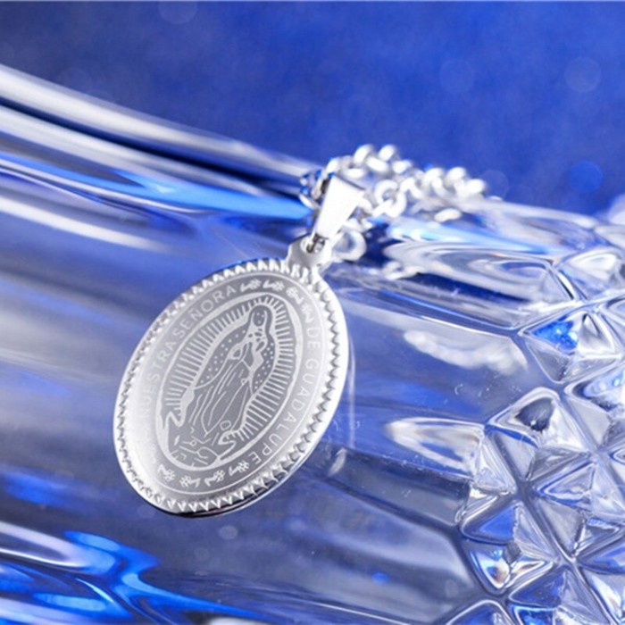 Kalung Bunda Maria Guadalupe | Wanita Cewek Katolik | Titanium - Silver