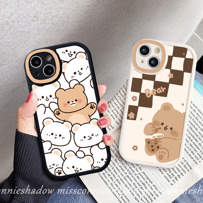 Casing Tpu Lembut Untuk Infinix Hot9 10 11 Play Hot9 10s 11s 10 11 10T 10 Lite Infinix Smart6 5catatan8 Kartun Lucu Indah Beruang Teh Susu Pola Papan Catur Casing Ponsel Anti Jatuh