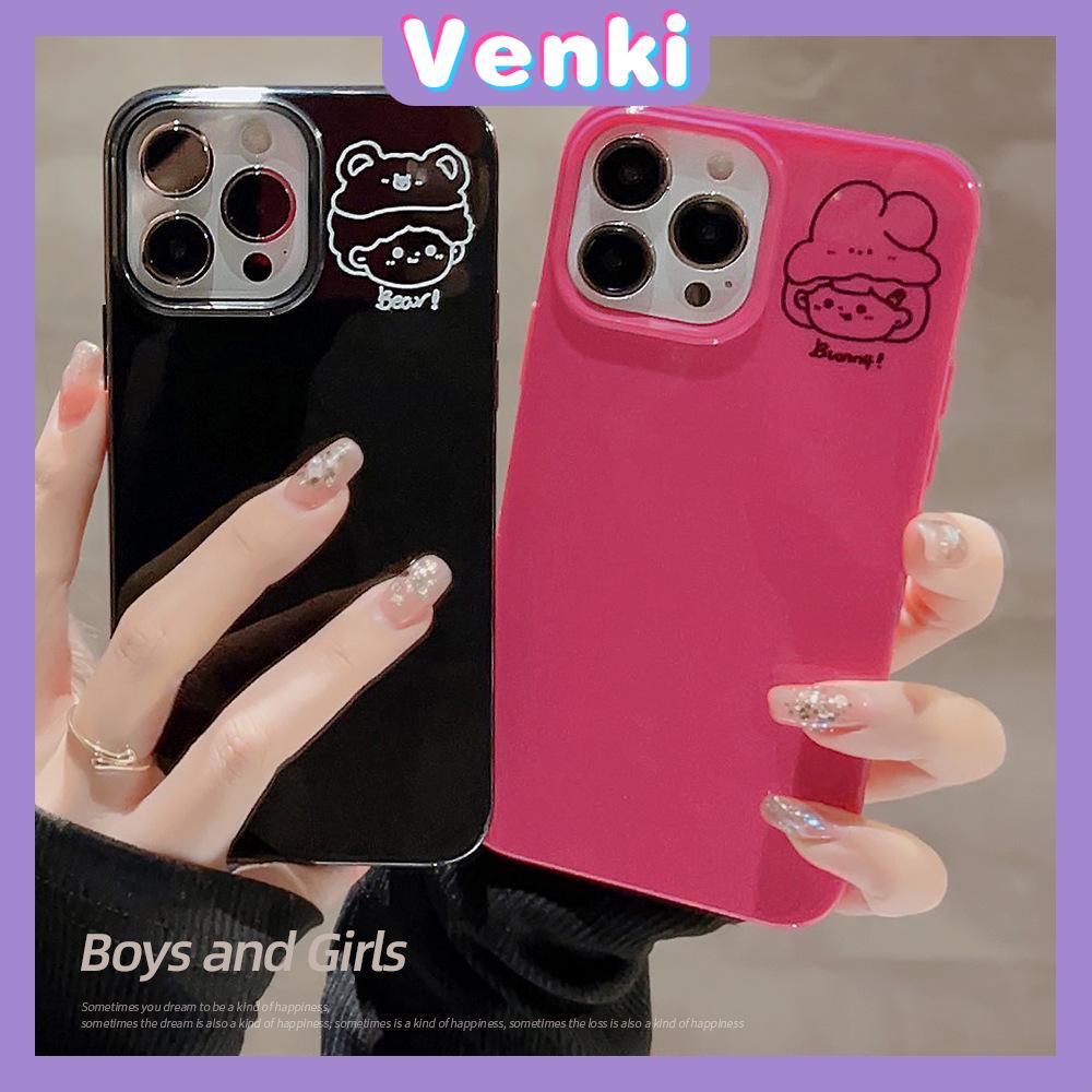 VENKI - Untuk iPhone 11 iPhone Case Hitam Merah Glossy TPU Soft Shell Tahan Guncangan Perlindungan Pompa Kamera Anak Laki-laki Sederhana Kompatibel dengan iPhone 14 13 Pro max 12 Pro Max xr xs max 7 8