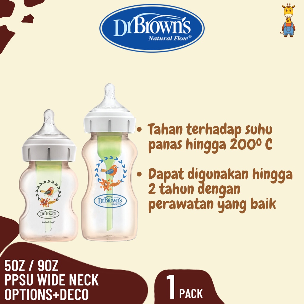 Dr. Brown's 5oz/9oz PPSU Wide Neck Options+ Deco / Botol Susu