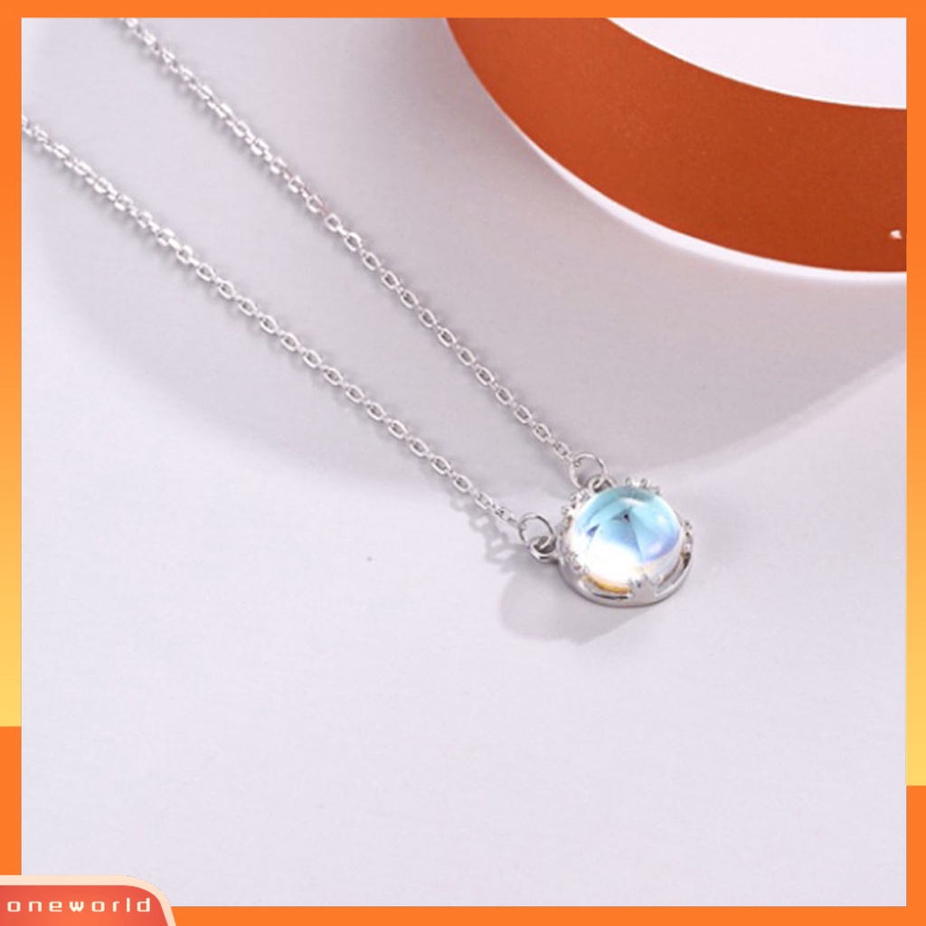 [ONE] Kalung Portabel Proses Elektroplating Ramah Kulit Shiny Bentuk Tetesan Air Dipoles Faux Moonstone Necklace Untuk Teman