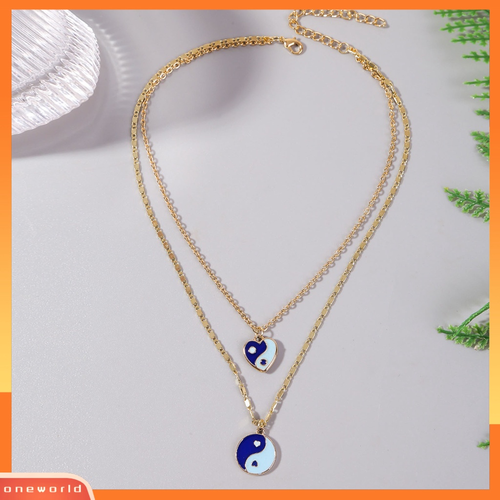 [ONE] Women Necklace Kalung Liontin Lapis Ganda Hati Warna Cerah Ringan Untuk Hadiah