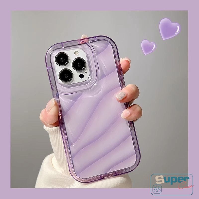 Casing Ponsel Macaron Warna Kompatibel Untuk IPhone 7Plus 11 13 XR 14 12 Pro MAX X XS Max7 8 6 6S Plus SE 2020 Mewah Simple 3D Stereo Kreatif Pola Bergelombang Bening Soft Cover