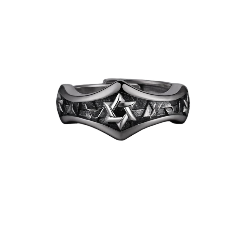 Hexagram Cincin Pria Trendi Pria Retro Art Cincin Pria