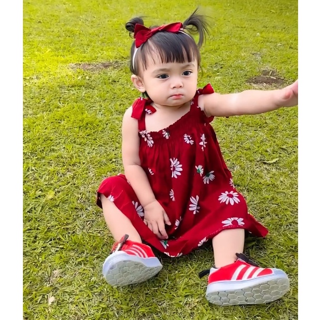 Plazababyku BBB NICOLE summer dress bayi rayon bonus headband scrunchie