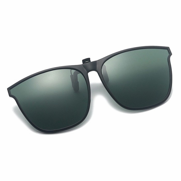 Clip On Kacamata Polarized Flip Up Anti UV Model Kotak - Hitam