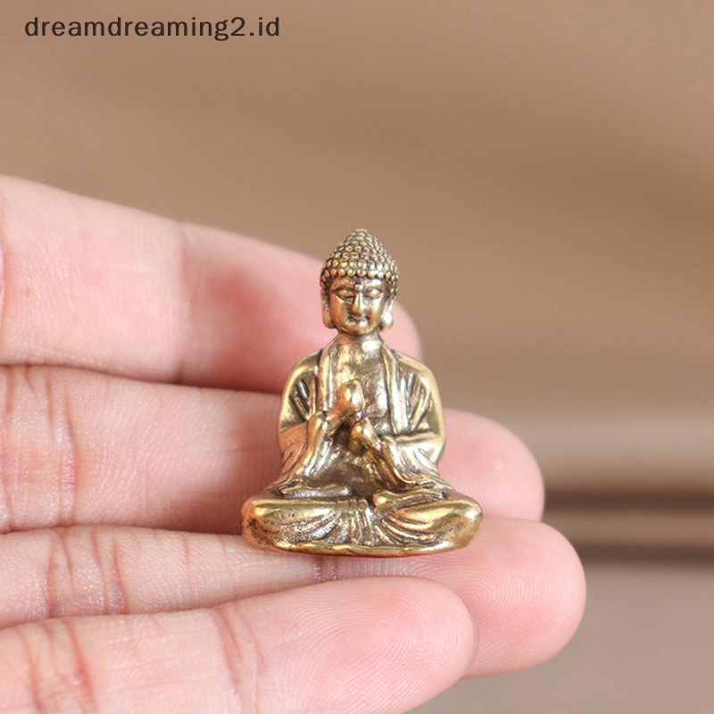 (drea) Patung Ornamen Patung Miniatur Patung Buddha Sakyamuni Tembaga Padat Mini //