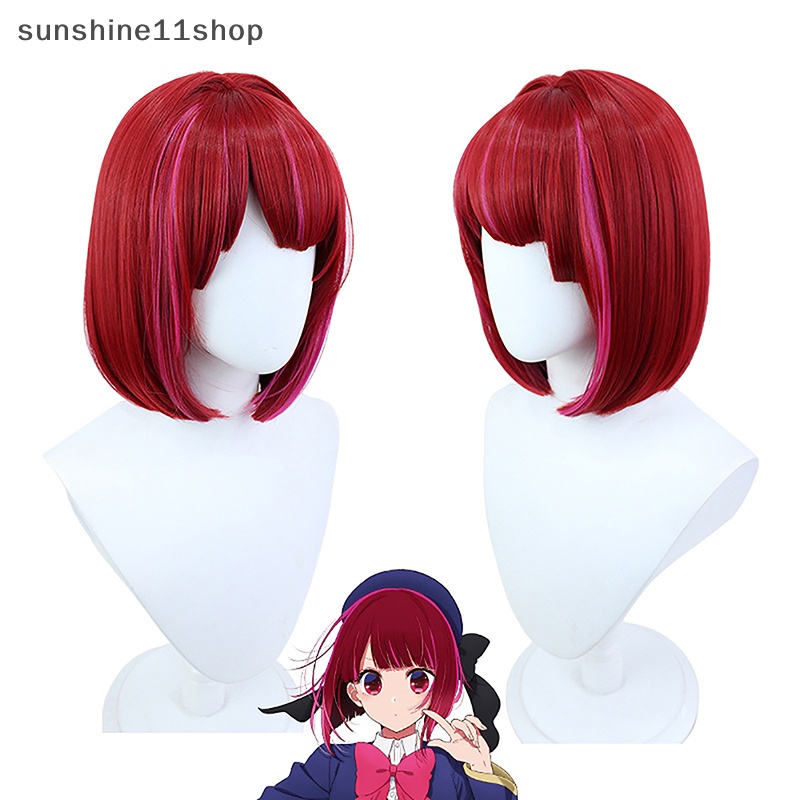 Sho 1Pc Arima Kana Cosplay Wig Oshi No Ko 33cm Pendek Bobo Wig Merah Campur Pink Wig Hea N