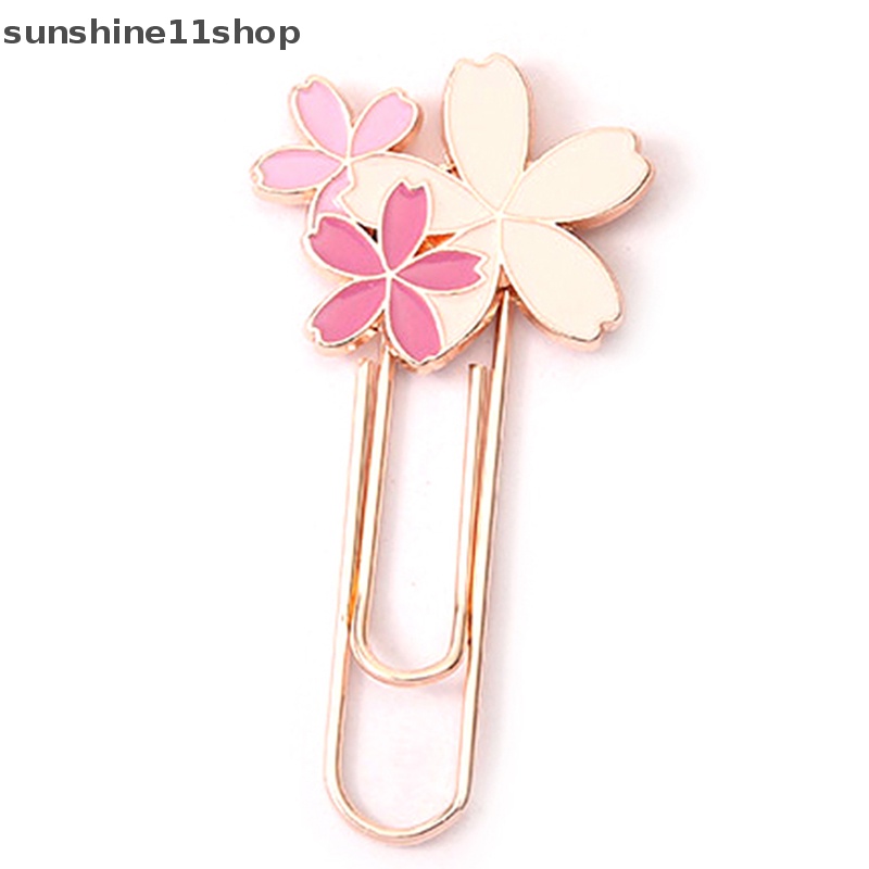 Sho 1pc pink Sakura Bunga Logam Bookmark Indah Cherry Blossom Kertas Klip N