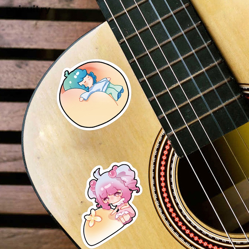 Prt 40 Pcs Kartun Doodle Stiker Gitar Bagasi DIY Kreatif Tahan Air Dessert Gadis Stiker Notebook Stiker Dekorasi Aksesoris PRT