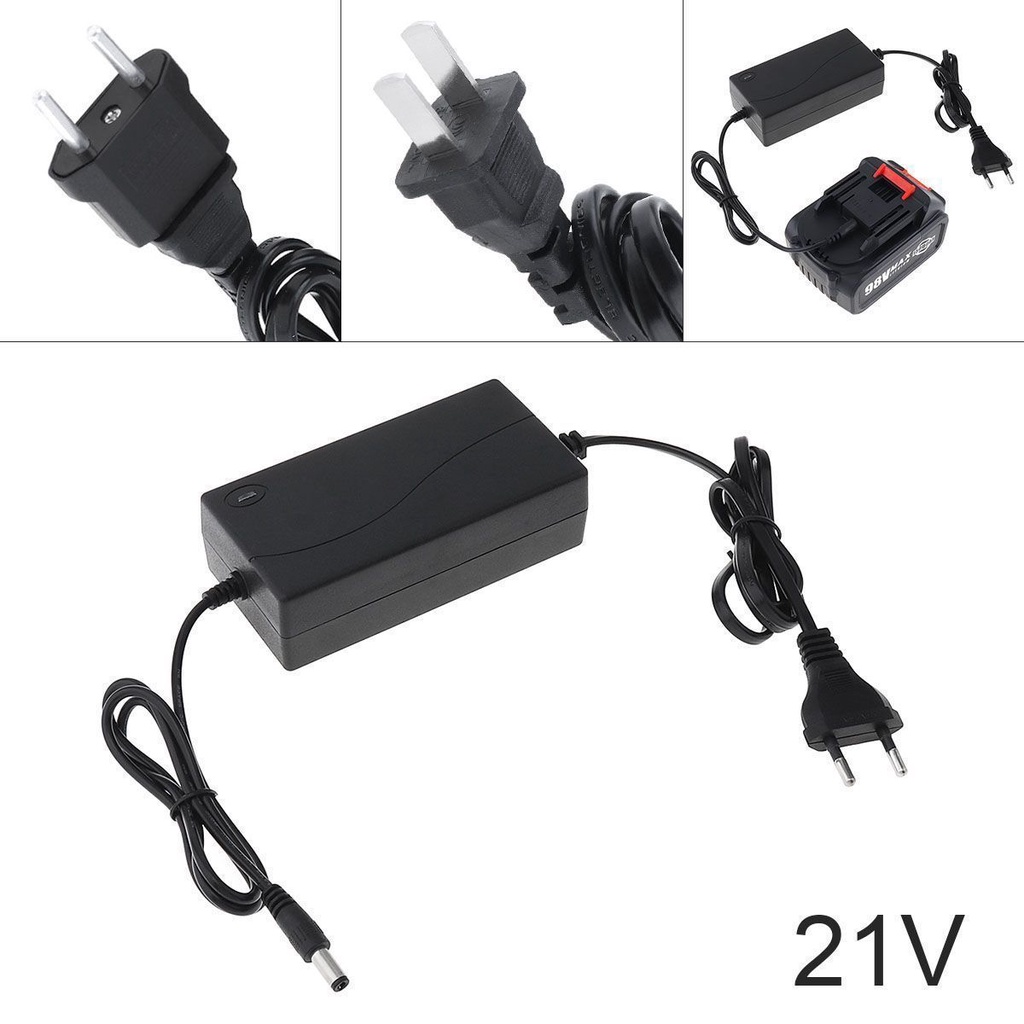 100cm 21V Charger Kunci Pas Listrik Daya Tinggi Tipe Desktop Perlindungan Cerdas Pengisi Daya Cepat 100-240V Sumber Listrik