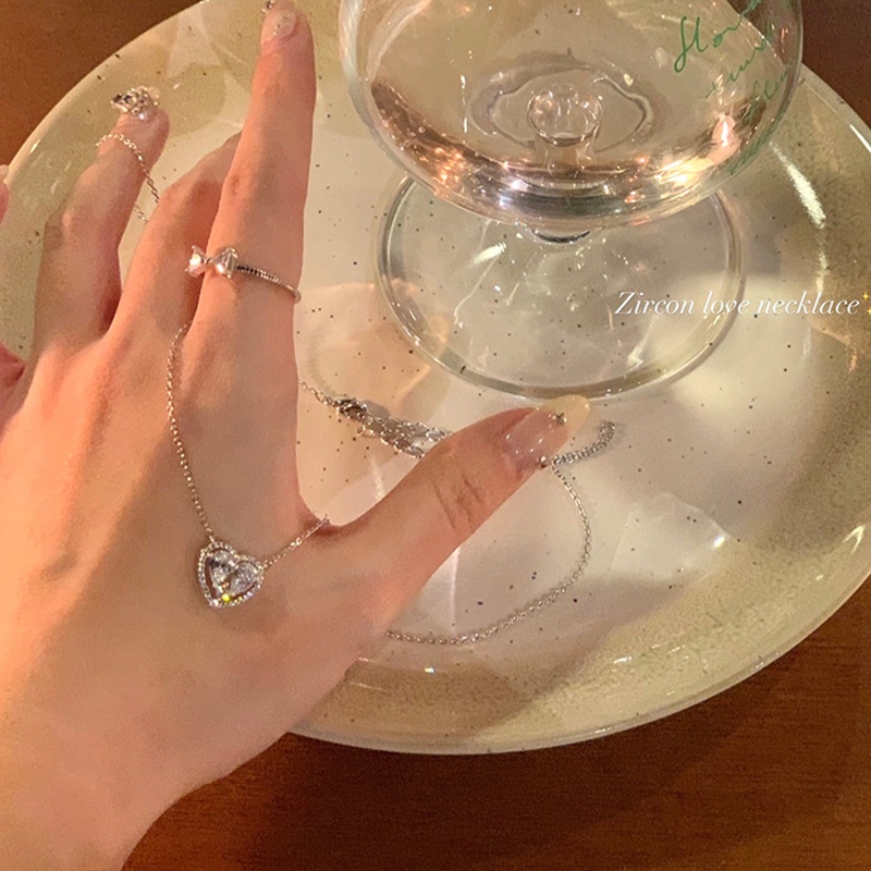 Kalung Hati Bahan Alloy Kristal Fashion Untuk Wanita