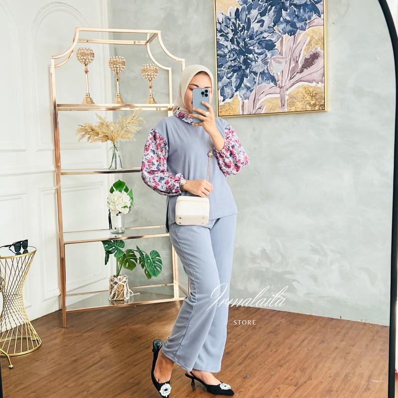 ZASKIYA- One Set Gracia Wanita Fashion Motif Bunga