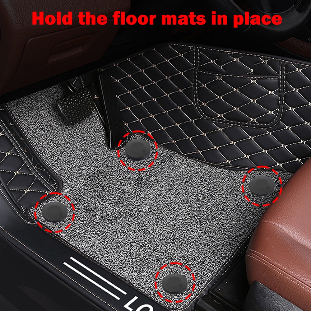 1set Universal Car Pad Double Layer Fixing Clip/ Detachable Black Foot Cushion Fixed Buckle Fastener Aksesoris Interior Mobil
