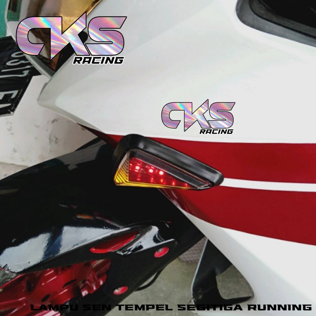 King Diamond89 Sein Tempel Segitiga Model Neon Led 2 Mode Running Lampu Sen Tempel Segitiga Besar Buat Cbr150r ,R15 v2 ,R15 v3 ,R25 ,Ninja ,Gsx Dan Motor Lainnya Universal [KING89]