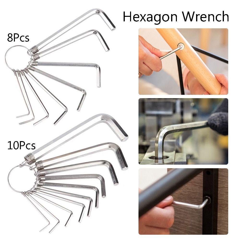 POPULAR Populer 8/10Pcs Kunci Pas Hexagon Multifungsi 1.5~10mm Kekerasan Tinggi Hand Tool