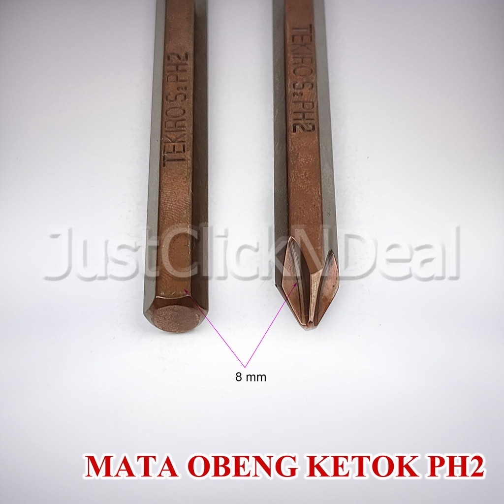 Tekiro Mata Obeng Ketok Plus Minus PH2 PH3 8 x 80 mm Magnetic Heavy Duty Bits  Tersedia jug merk yukido