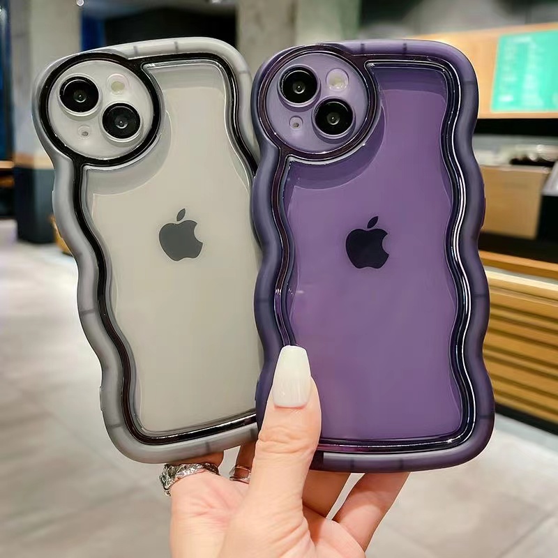 Film Gelombang Elektroplating Mewah Dengan Lensa Casing IPhone Untuk Iphone14 13 12 11 Pro Max XR XS X7 8 Plus SE2020 Shockproof Case