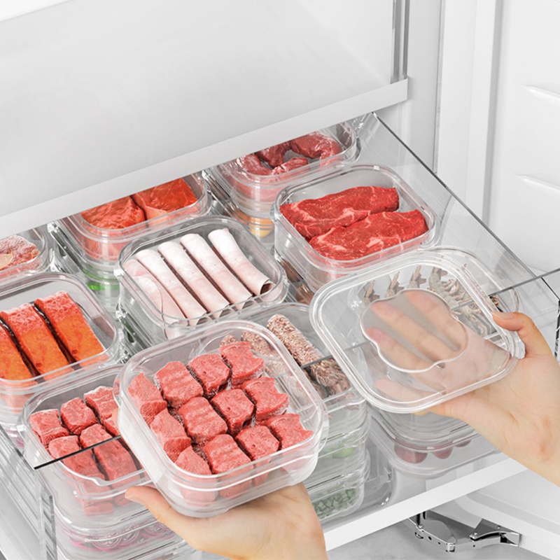 Kotak Penyimpanan Kompartemen Daging Beku/ Wadah Mendistribusikan Sayur Buah/Kulkas Freezer Food Preparation Organizer