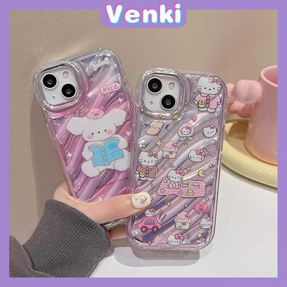 VENKI - Untuk iPhone 11 iPhone Case Laser Reflektif Bening Phone Case TPU Soft Shockproof Airbag Phone Case Cantik Tulip Kompatibel dengan iPhone 14 13 Pro max 12 Pro Max XR 7 8PLus