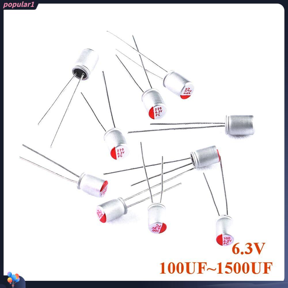 Populer 30pcs Kapasitor Elektrolit Padat 1000UF 1500UF 2200UF 3300UF Rendah ESR Impedansi 100UF 220UF 330UF 470UF 680UF 6.3V Untuk 450V