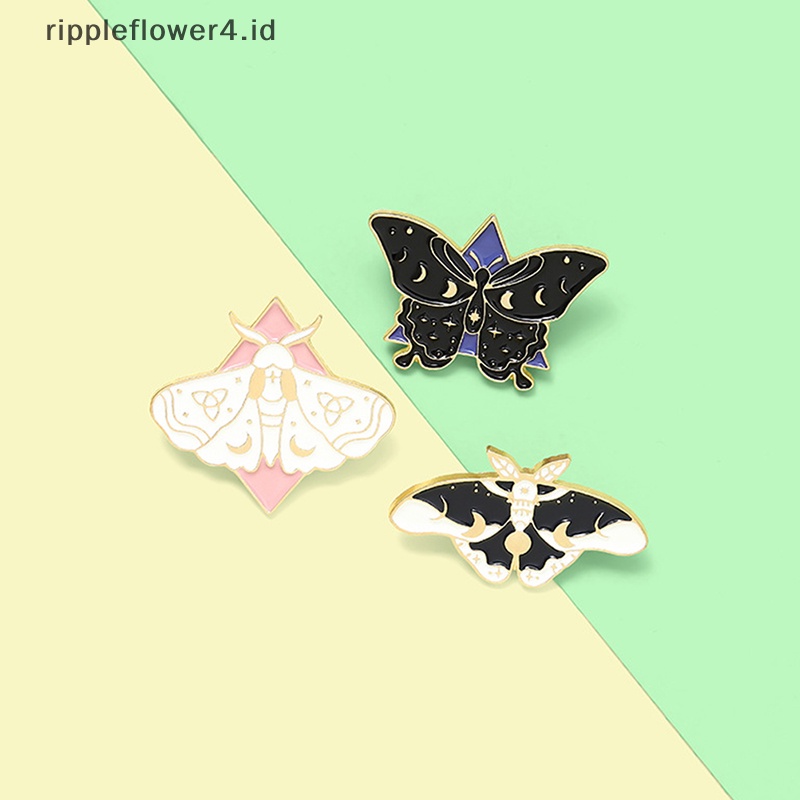 {rippleflower4.id} 3pcs Pin Enamel Kupu-Kupu Ngengat Fase Bros Tas Pakaian Lapel Pin Lencana Hadiah~