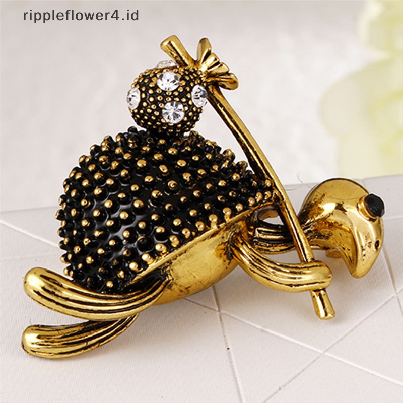 {rippleflower4.id} Enamel Turtle Brooch Pin Kristal Hewan Bros Jas Kerah Pin Unisex Jewelry~