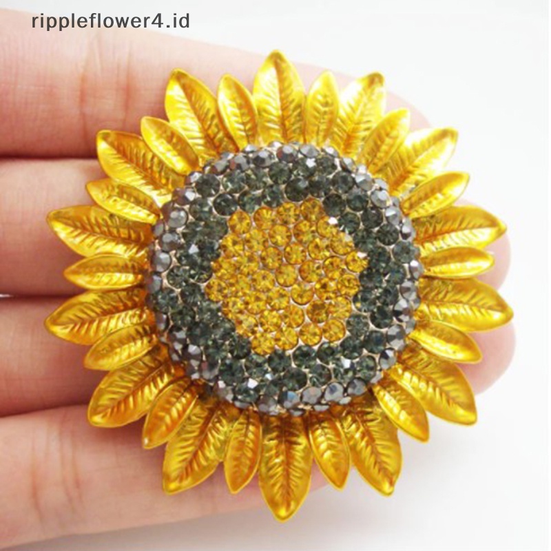 {rippleflower4.id} 1pc Perhiasan Menawan Bunga Matahari Bunga Kuning Berlian Imitasi Kristal Bros Pin~